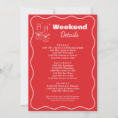 Invitation Chic Red Pink Lucky In Love Bachelorette Itinerary (Dos)