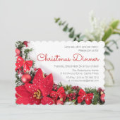 Invitation Chic Red Poinsettia Pine Noël Dîner (Debout devant)