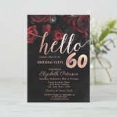 Invitation Chic Red Roses Black 60e fête d'anniversaire (Debout devant)