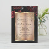 Invitation Chic Red Roses Black Retraite Party (Debout devant)
