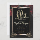 Invitation Chic Red Roses Frame 50e Anniversaire (Devant)