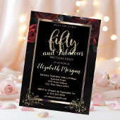 Invitation Chic Red Roses Frame 50e Anniversaire