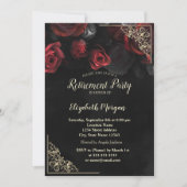 Invitation Chic Red Roses Gold Floral Frame Retraite (Devant)