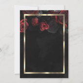 Invitation Chic Red Roses Gold Frame Black Retraite Party (Dos)