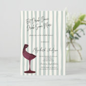 Invitation Chic Red Wine Glass Green Striped (Debout devant)