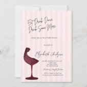 Invitation Chic Red Wine Glass Pink Striped (Devant)