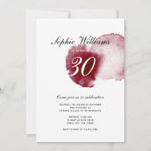 Invitation Chic Red Wine Spire Moderne Custom Age Anniversair (Devant)