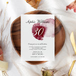 Invitation Chic Red Wine Spire Moderne Custom Age Anniversair<br><div class="desc">Customisez cette Soirée d'Anniversaire moderne et moderne élégante Invitation d'une fête d'anniversaire avec une image originale d'aquarelle d'un simple vin rouge Bourgogne couleur splash sur un arrière - plan blanc propre, qui représente la marée de vin. Parfait pour une automne automne ou toute autre saison Anniversaire fête pour tout âge...</div>
