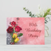 Invitation Chic Red & Yellow Roses 80e anniversaire (Debout devant)