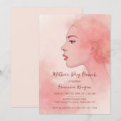 Invitation Chic Refined Artistic Peach Mother Silhouette (Devant / Derrière)
