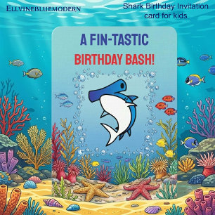 Invitation Chic Requin Marteau Bleu Fin-tastique 10ème