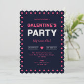 Invitation Chic Retro Bold Pink Navy Blue Galentine's Party (Debout devant)