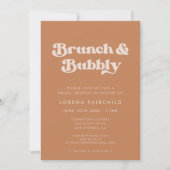 Invitation Chic Retro Brown sucre Brunch et Bubbly (Devant)