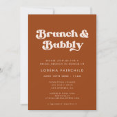 Invitation Chic Retro Burnt Orange Brunch et Bubbly (Devant)