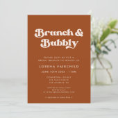 Invitation Chic Retro Burnt Orange Brunch et Bubbly (Debout devant)