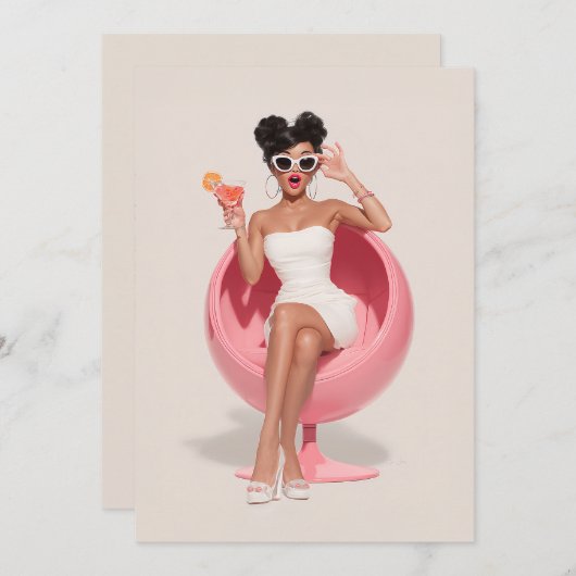 Invitation Chic Retro Glam Vibes (Devant / Derrière)