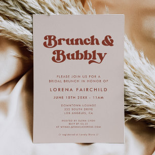 Invitation Chic Retro Peach Pink Brunch et Bubbly