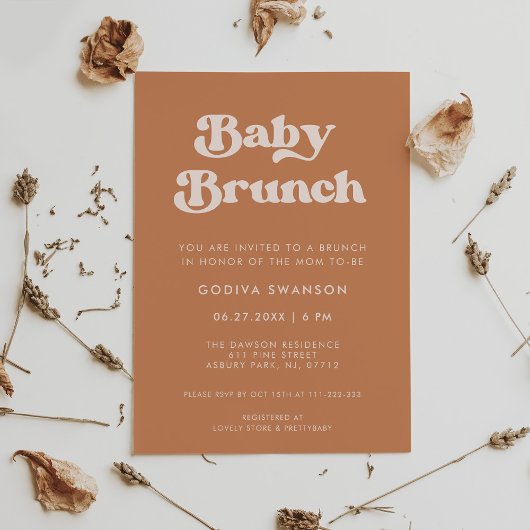 Invitation Chic rétro sucre Brown Baby Brunch