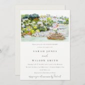 Invitation Chic River Cruise Pays Paysage Couples Douche (Devant / Derrière)