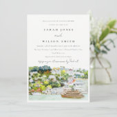 Invitation Chic River Cruise Pays Paysage Couples Douche (Debout devant)