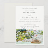 Invitation Chic River Cruise Pays Paysage Couples Douche (Devant / Derrière)