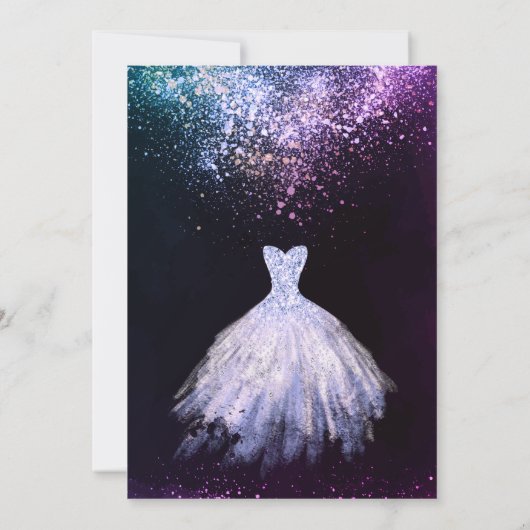 Invitation Chic Robe Confetti 50e fête d'anniversaire (Dos)