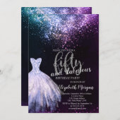 Invitation Chic Robe Confetti 50e fête d'anniversaire (Devant / Derrière)