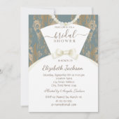 Invitation Chic robe de mariée Damask Fête des mariées (Devant)