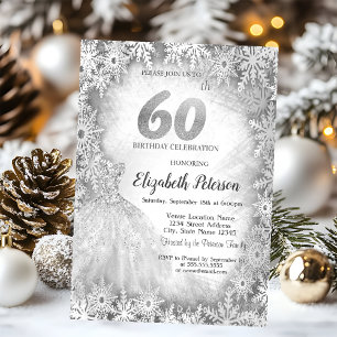 Invitation Chic Robe Snowflakes hiver 60e anniversaire