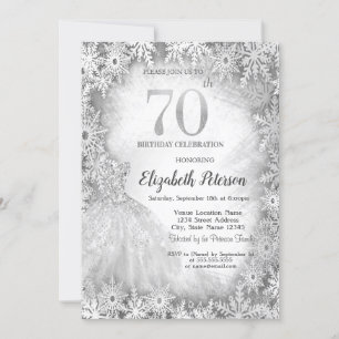 Invitation Chic Robe Snowflakes hiver 70e anniversaire