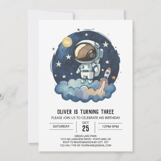 Invitation Chic Rocket L'astronaute des enfants (Devant)