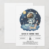 Invitation Chic Rocket L'astronaute des enfants (Devant / Derrière)