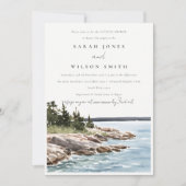 Invitation Chic Rocky Pine Mountain Seascape Couples Douche (Devant)