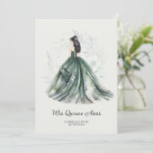 Invitation Chic Romantic Spanish Quinceañera Green Shades (Debout devant)