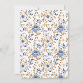 Invitation Chic Romantique Bleu Blanc Floral Anniversaire (Dos)