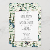 Invitation Chic Romantique Fête des mariées de papillons bleu (Devant / Derrière)