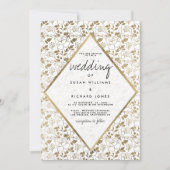 Invitation Chic romantique Mariage de luxe floral or blanc (Devant)