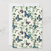 Invitation Chic Romantique Papillons Bleus Anniversaire (Dos)