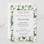 Invitation Chic Romantique Papillons Bleus Anniversaire (Devant)