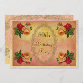 Invitation Chic Rose 80e anniversaire (Devant / Derrière)