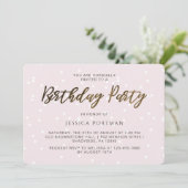 Invitation Chic rose Anniversaire Fête Jolie Confetti (Debout devant)
