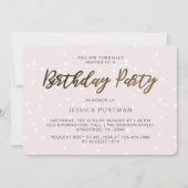 Invitation Chic rose Anniversaire Fête Jolie Confetti (Devant)