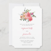 Invitation Chic rose Aquarelle Peony Bouquet Mariage (Devant)