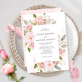 Invitation Chic rose, blanc et Rose or Mariage Floral