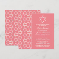 Chic Rose & Blanc Étoile Juive De David Bat mitzva