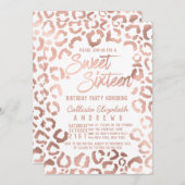 Invitation Chic Rose blanche or Cheetah Leopard Sweet 16 (Devant / Derrière)