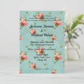 Invitation Chic Rose Blue Vintage Wedding (Debout devant)