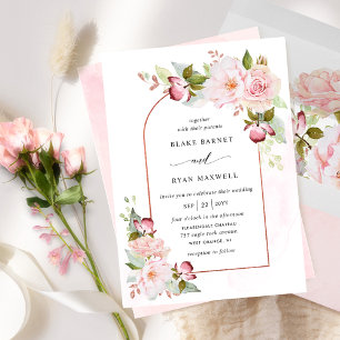 Invitation Chic rose Blush et or Rose tout en un Mariage