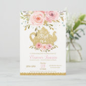 Invitation Chic Rose Blush Floral High Tea Party (Debout devant)