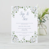 Invitation Chic Rose Bordure Sip & See (Debout devant)